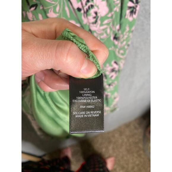 Torrid womens 3X green floral sun dress lined ruffle smocked midi lightweight - Picture 9 of 12